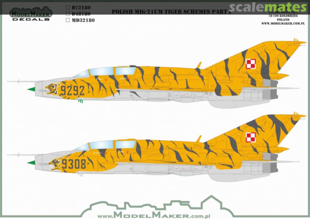 Boxart Polish MiG-21UM Tiger Schemes Part I D72180 ModelMaker