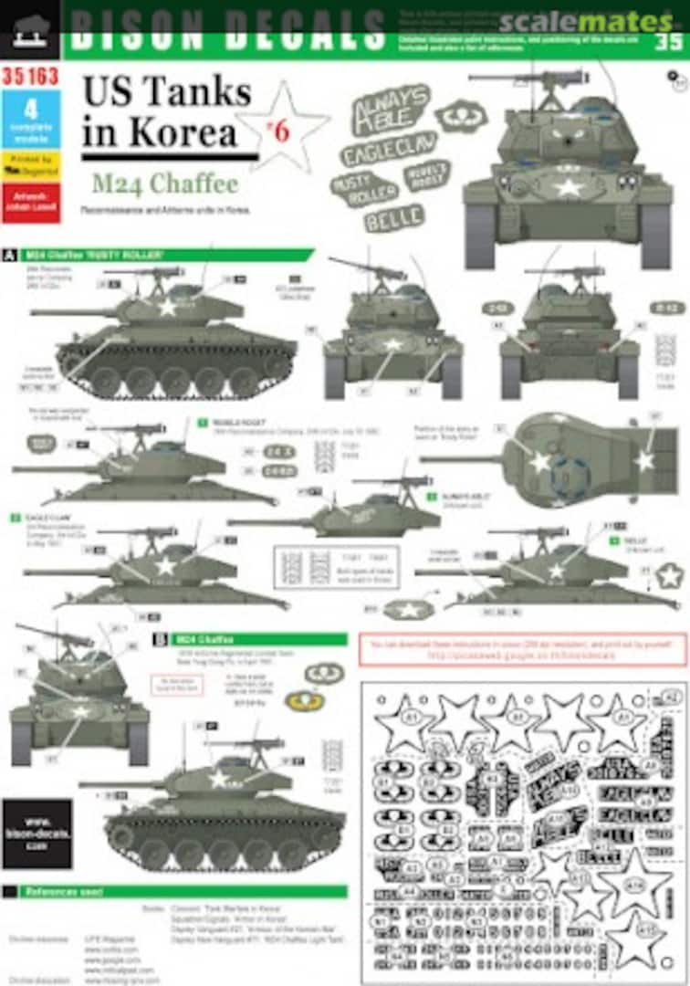 Boxart US Tanks in Korea #6 - M24 Chaffee 35163 Bison Decals