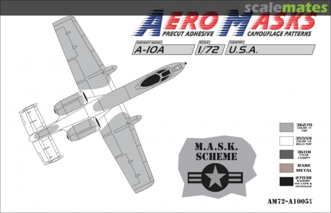 Boxart A-10A USA MASK Scheme AM72-A1005 AeroMasks