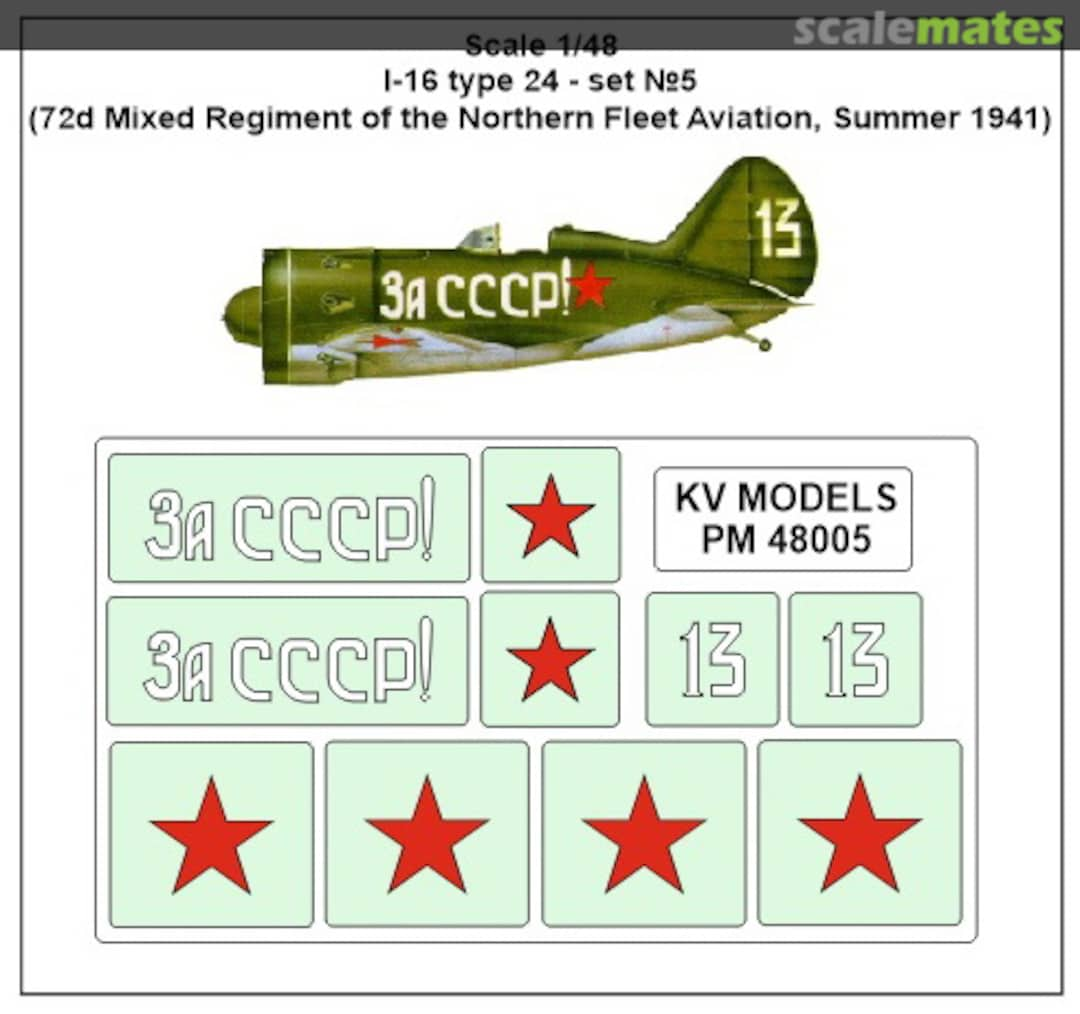 Boxart Masks for I-16 type 24 military aircraft insignia PM48005 KV Models