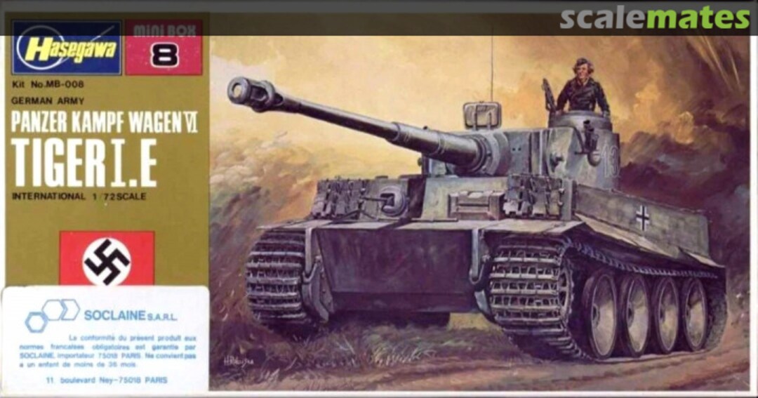 Boxart Panzer Kampf Wagen VI Tiger I.E MB-008 Hasegawa