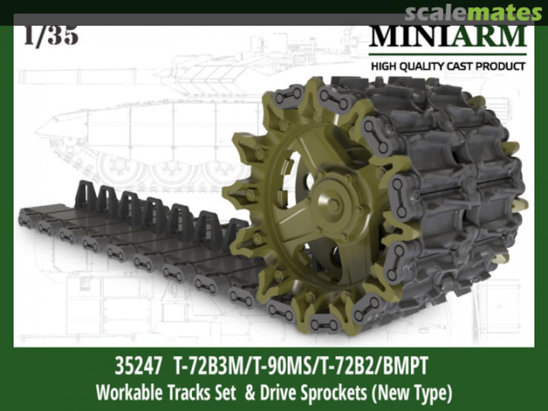 Boxart T-72B3M, T-90MS, T-72B2, BMPT Workable tracks set plus extra & drive sprockets (new type) 35247 Miniarm