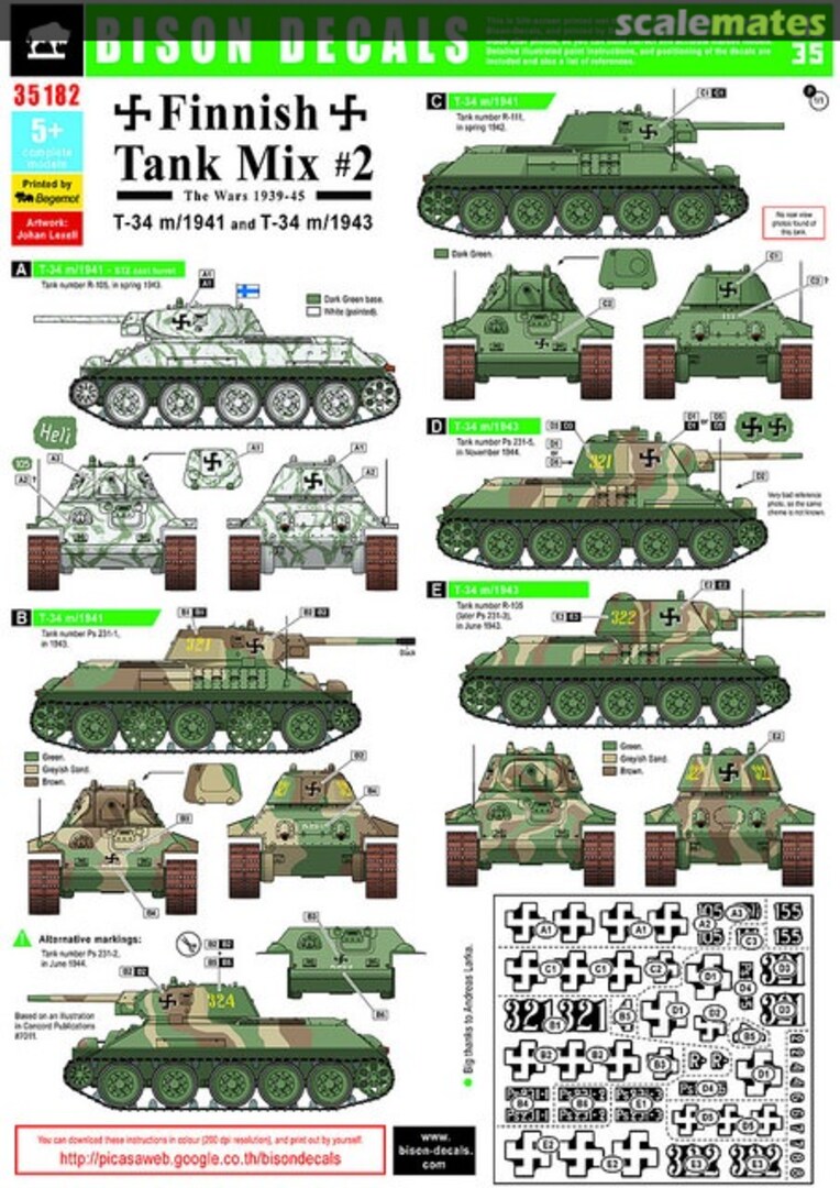 Boxart Finnish Tank Mix #2 35182 Bison Decals