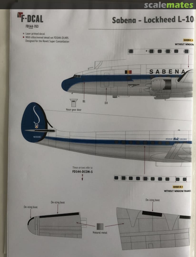 Boxart Sabena - L1049H Super Constellation FD144-763 F-DCAL