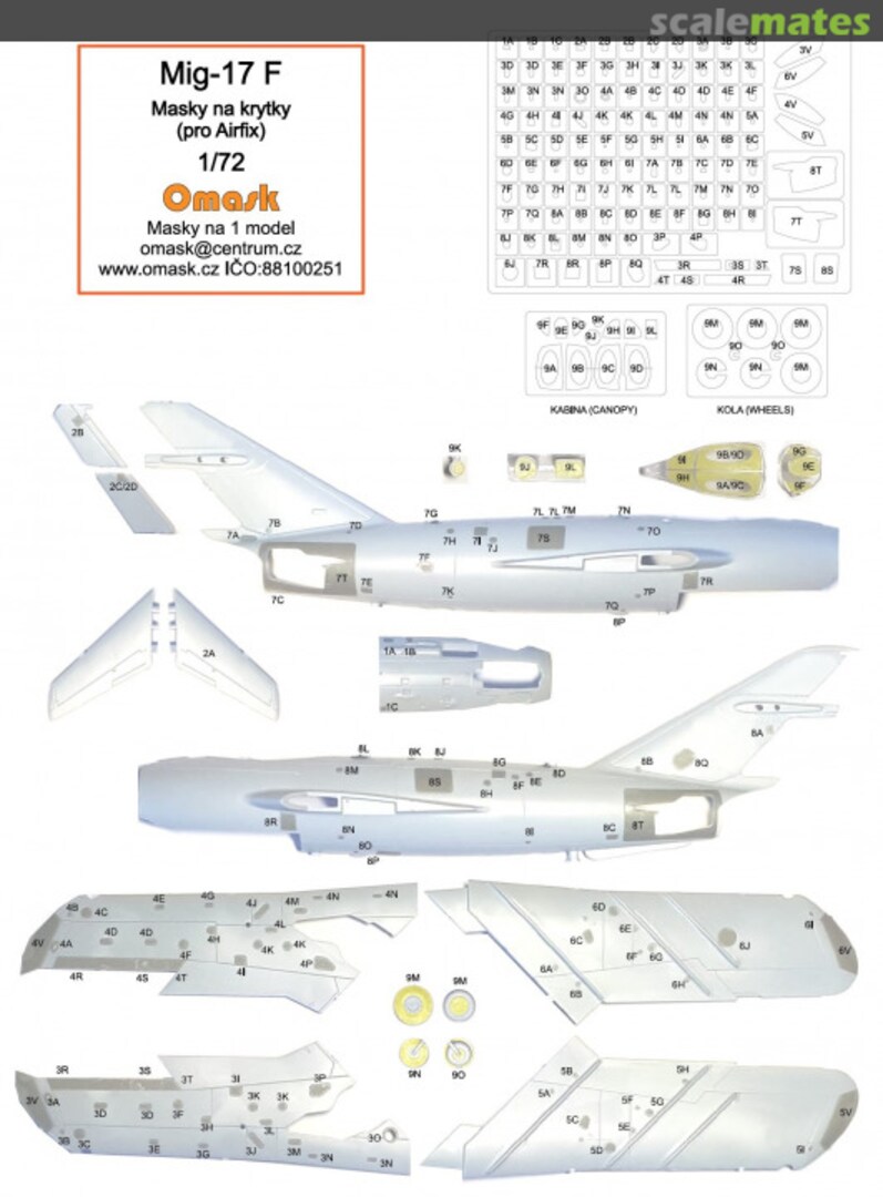 Boxart Mig-17 F masks for panels (for Airfix) 17006 Omask