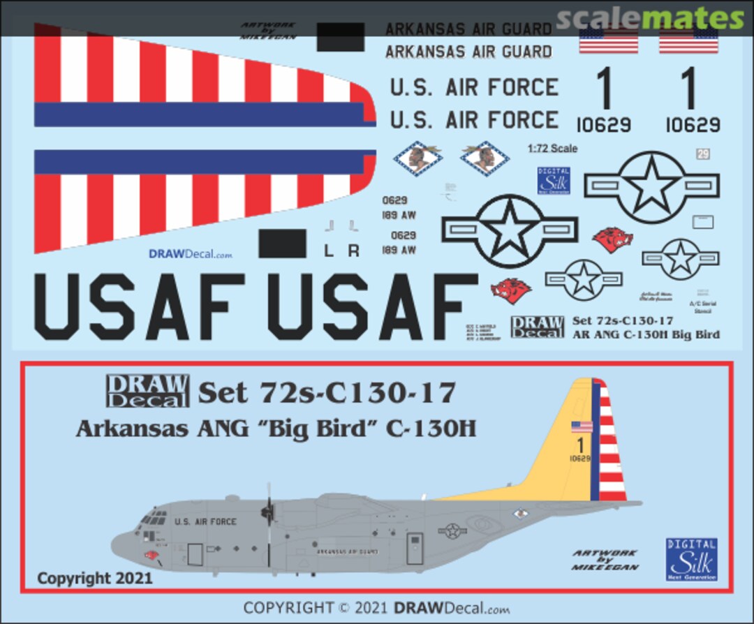 Boxart Arkansas ANG “Big Bird” C-130H 72-C130-17 Draw Decal