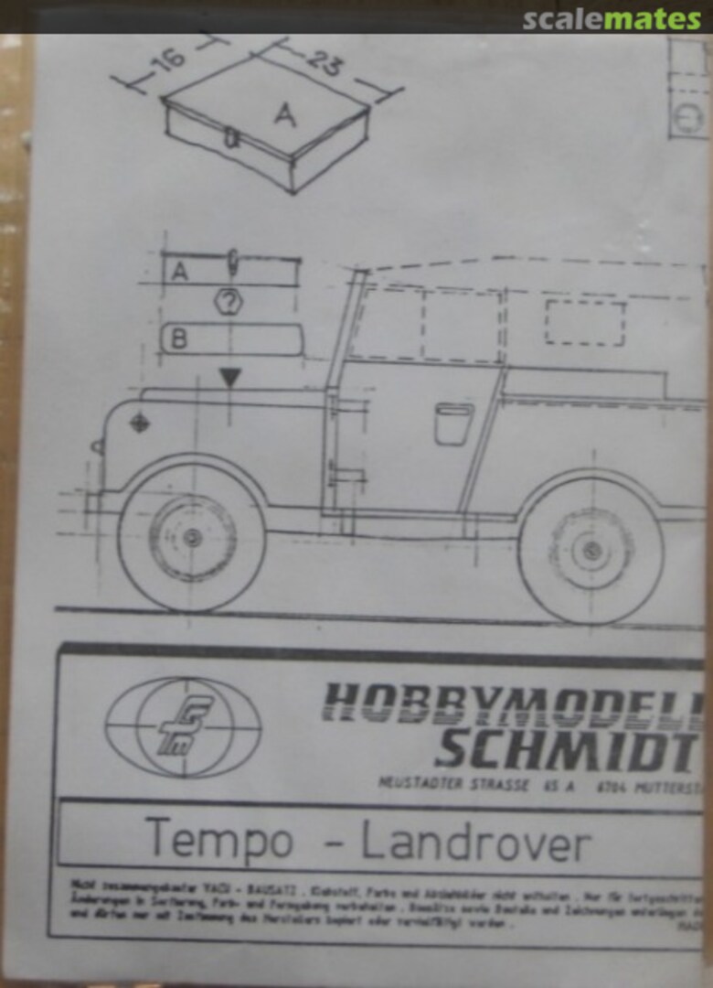 Boxart Tempo Landrover 2090 Hobbymodellbau Schmidt