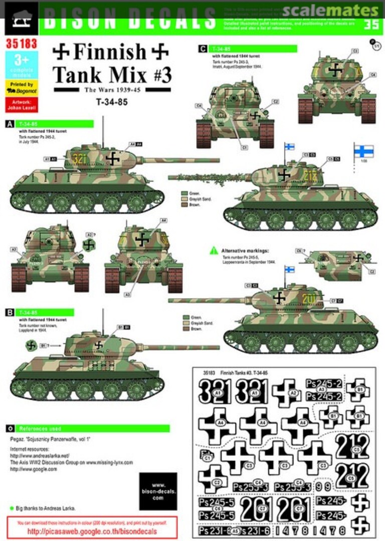 Boxart Finnish Tank Mix #3 35183 Bison Decals