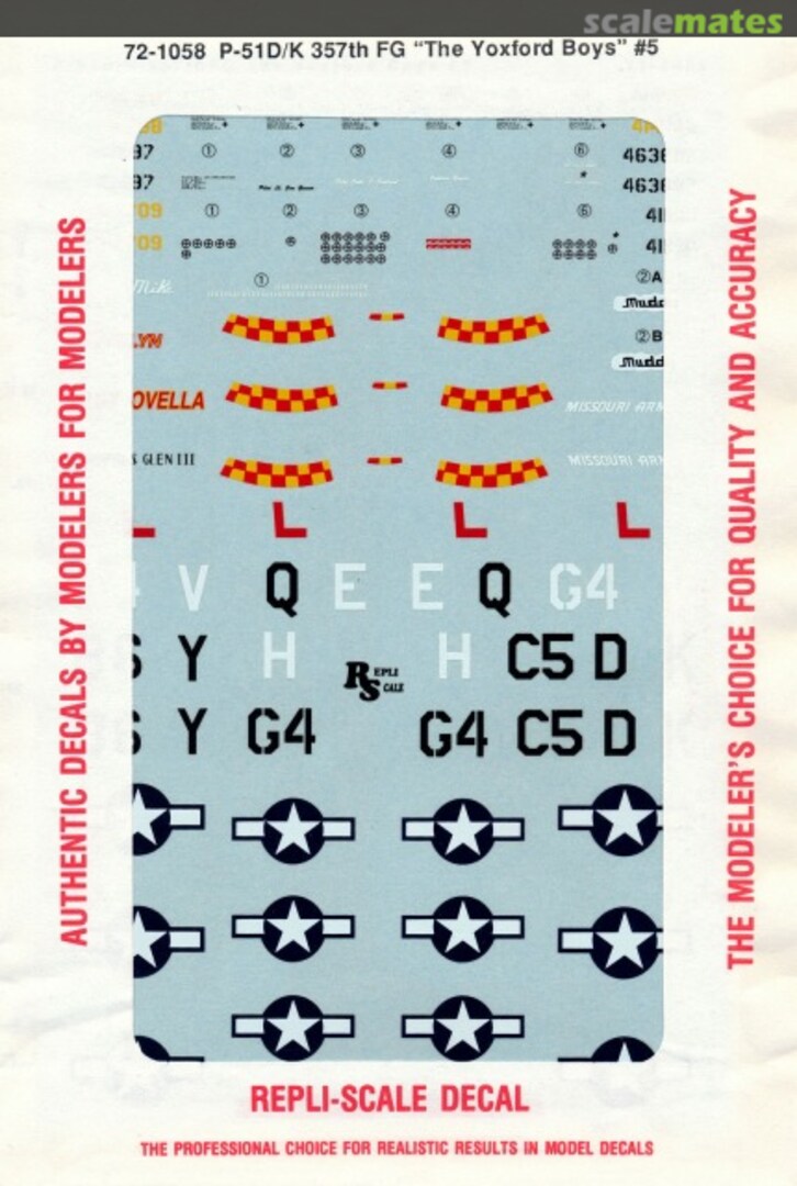 Boxart P-51D/K 357th FG "The Yoxford Boys" #5 72-1058 Repli-scale