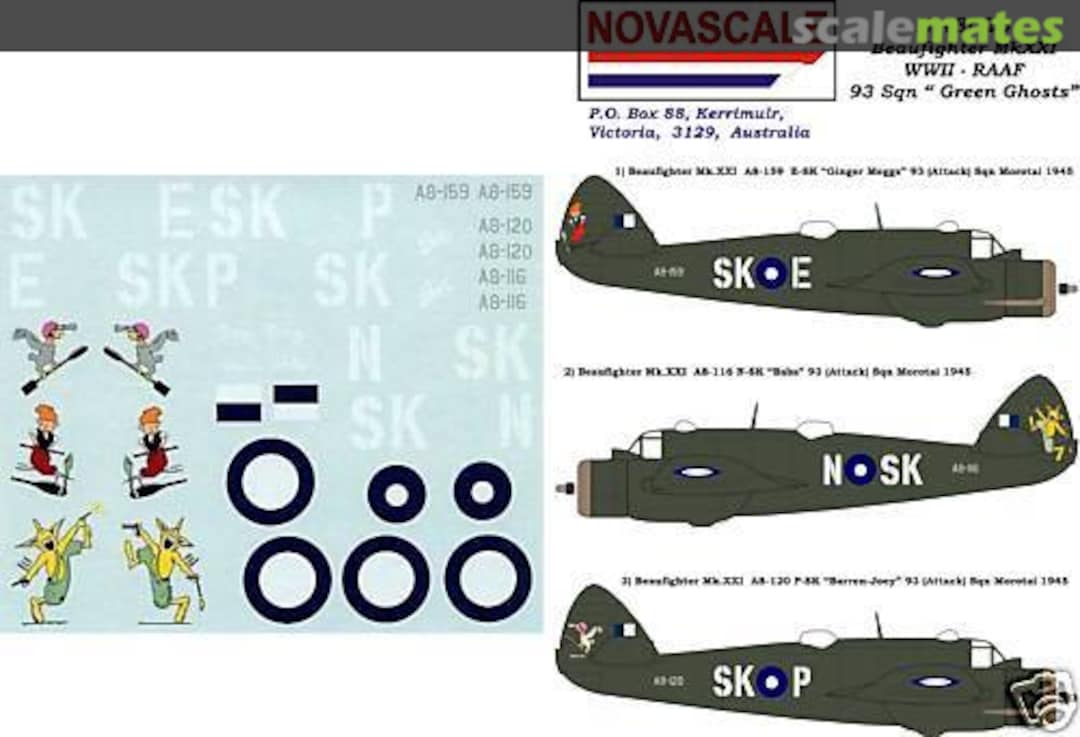 Boxart Beaufighter Mk.XXI - RAAF - WWII - 93sqn "Green Ghosts" N-48026 Novascale