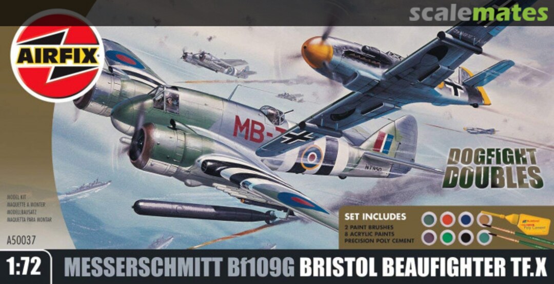 Boxart Messerschmitt Bf 109G & Bristol Beaufighter TF.X A50037 Airfix