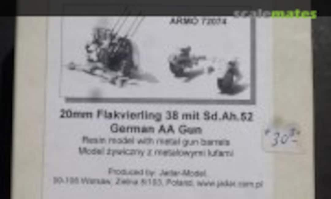 1:72 ARMO 20 mm flakvierling 38 mit Sd.Ah. 52 German AA Gun (Armo 72074)