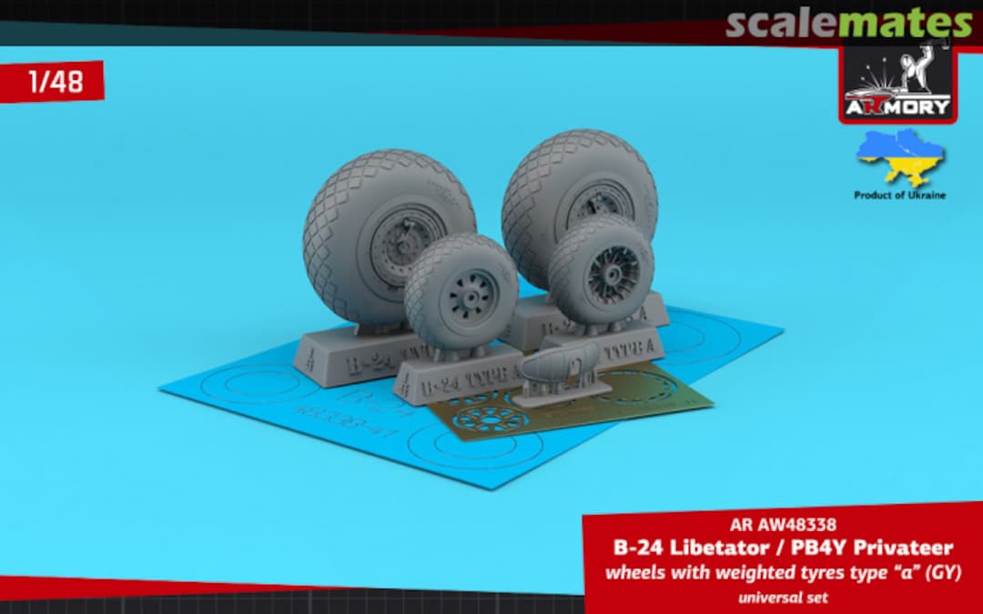 Boxart B-24 Liberator / PB4Y Privateer wheels w/ weighted tyres AW48338 Armory