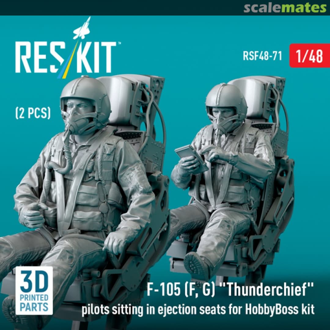 Boxart F-105 (F, G) "Thunderchief" pilots sitting in ejection seats (2 pcs) (3D Printed) RSF48-0071 ResKit