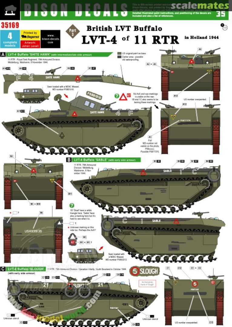 Boxart LVT-4 Buffalo #2 11th RTR 35169 Bison Decals