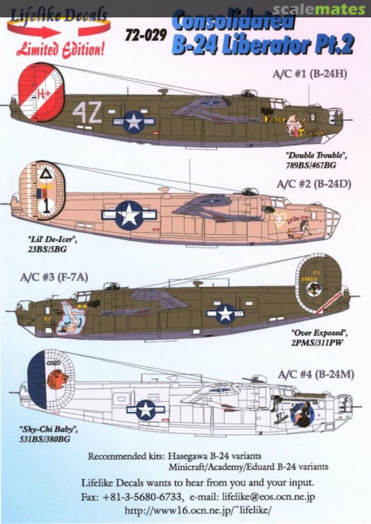 Boxart Consolidated B-24 Liberator Part.2 (English) 72-029 Lifelike Decals