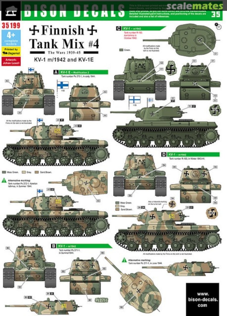 Boxart Finnish Tank Mix #4 35199 Bison Decals