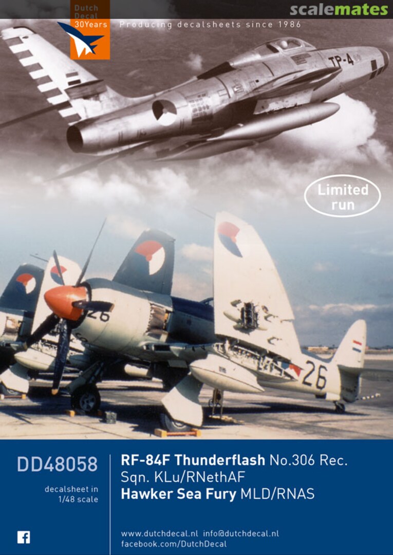 Boxart RF-84 Thunderflash KLu. Sea Fury MLD. DD48058 Dutch Decal