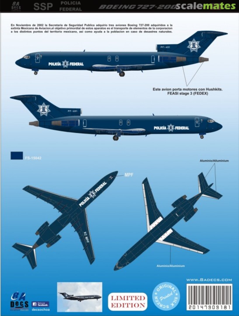 Boxart SSP Policía Federal Boeing 727-200 7909-181 8aDecs