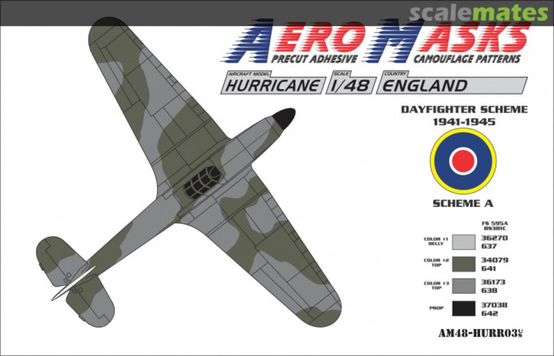 Boxart Hurricane England Dayfighter scheme 1941-1945 AM48-HURR03 AeroMasks