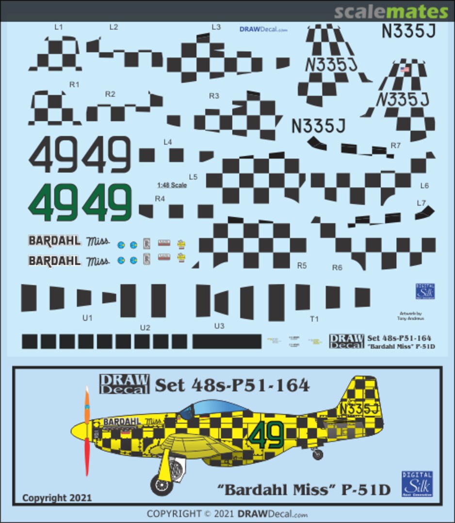 Boxart “Bardahl Miss” P-51D N335J 48-P51-164 Draw Decal