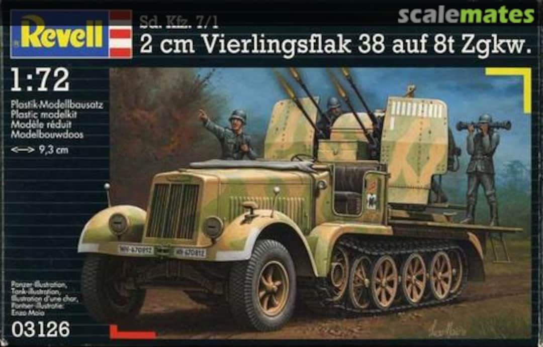 Boxart Sd.Kfz. 7/1 2cm Vierlingsflak 38 auf 8t Zgkw. 03126 Revell