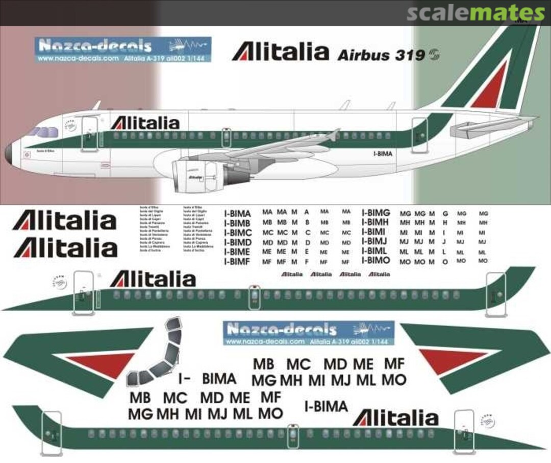 Boxart Airbus A319-112 ALI002 Nazca decals