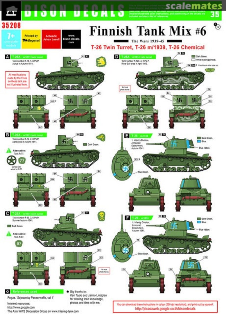 Boxart Finnish Tank Mix #6 35208 Bison Decals