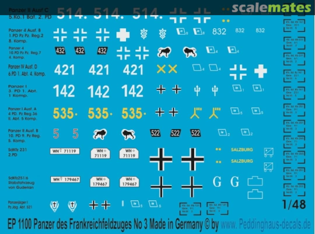 Boxart German Tanks of the French Campaign No 3 EP 1100 Peddinghaus-Decals