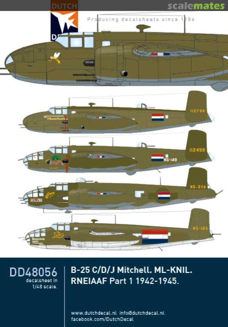 Boxart B-25C/D/J Mitchell. ML-KNIL. RNEIAAF part 1 1942-1945 DD48056 Dutch Decal