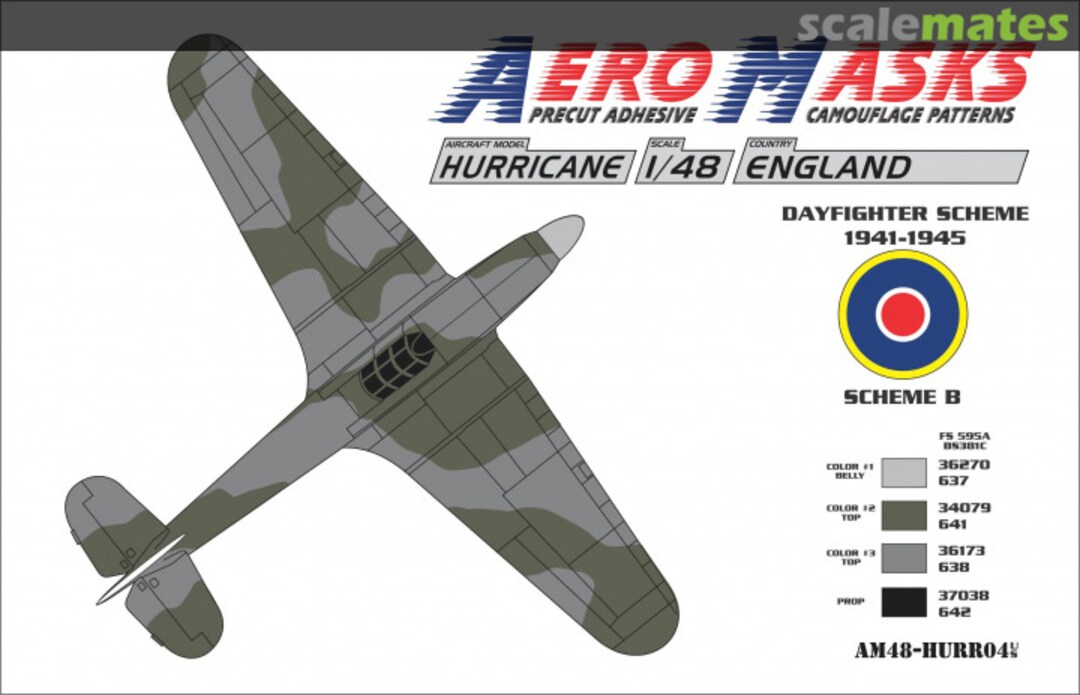 Boxart Hurricane England Dayfighter scheme 1941-1945 AM48-HURR04 AeroMasks