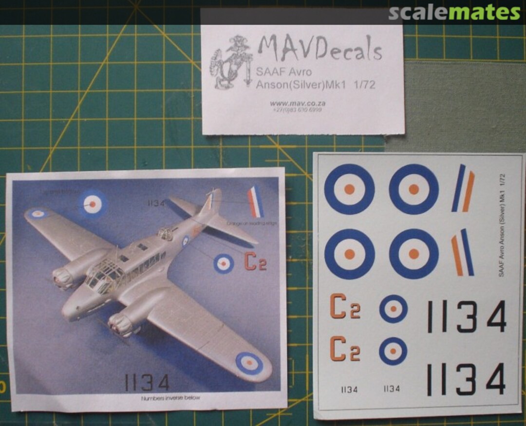 Boxart SAAF Avro Anson (Silver) Mk1 MAV-720235 MAV Decals