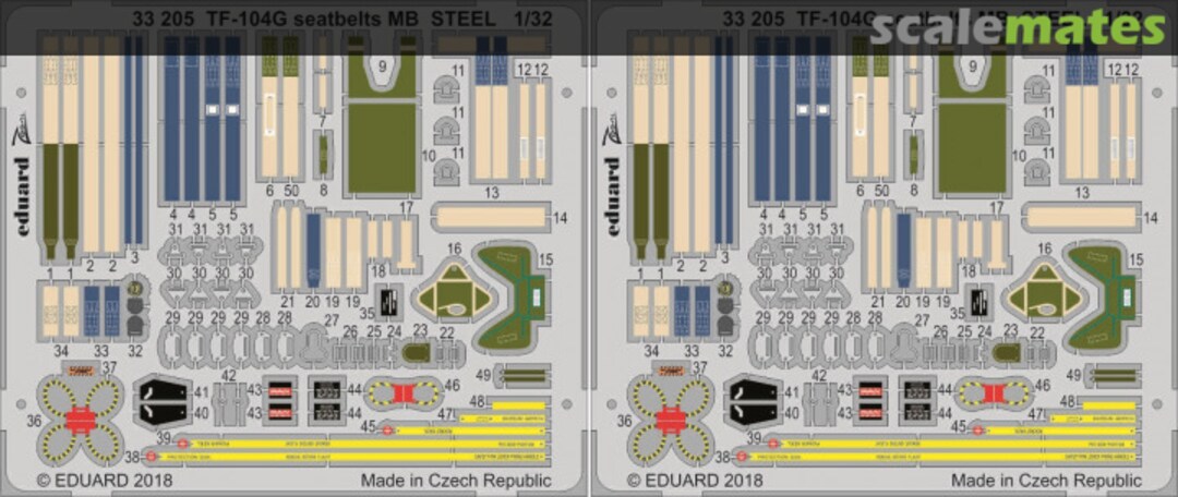 Boxart TF-104G seatbelts MB STEEL ITALERI 33205 Eduard