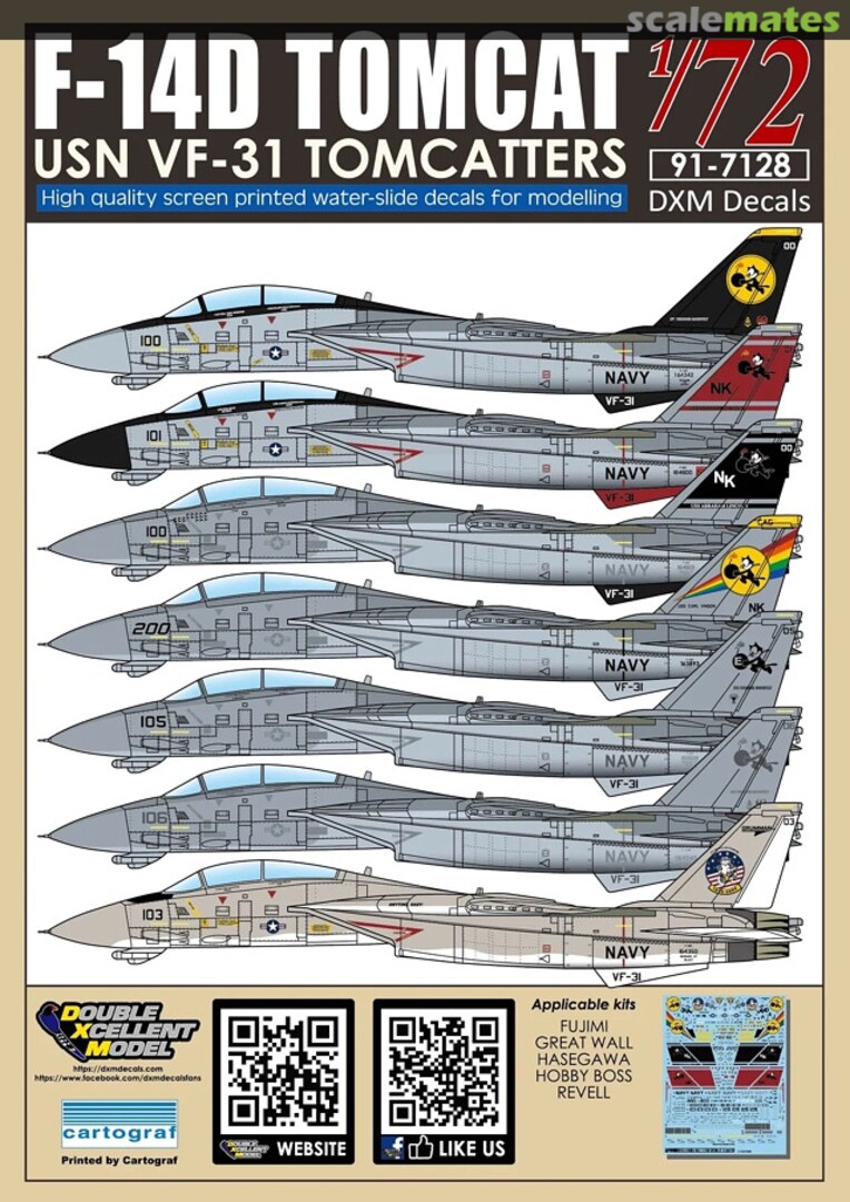 Boxart F-14D Tomcat 91-7128 DXM Decals