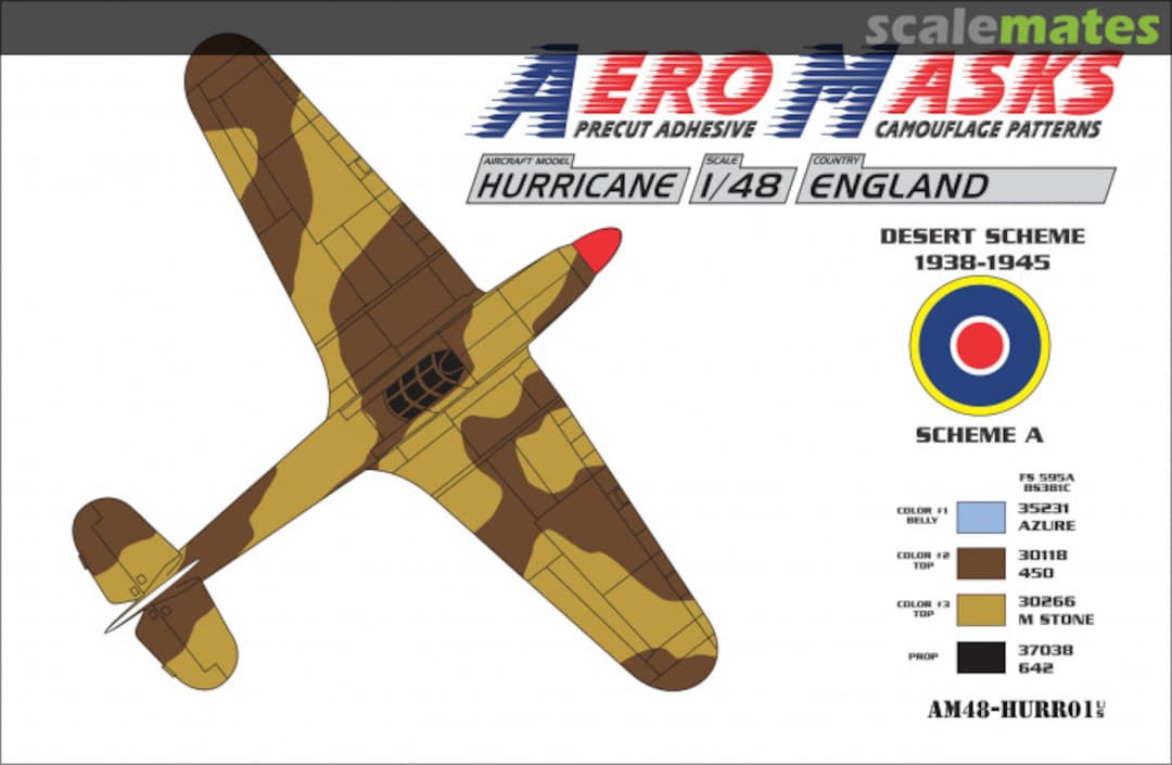 Boxart Hurricane England desert scheme 1938-1945 AM48-HURR05 AeroMasks