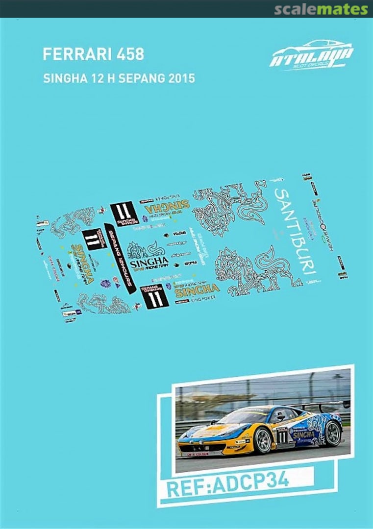 Boxart Ferrari 458 GT3 "SINGHA" ADCP34 Atalaya Slot Decals