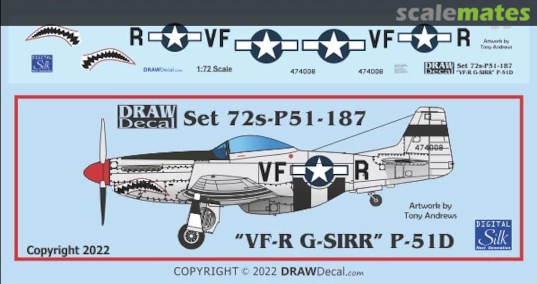 Boxart “N51RR / G-SIRR” P-51D 72-P51-187 Draw Decal