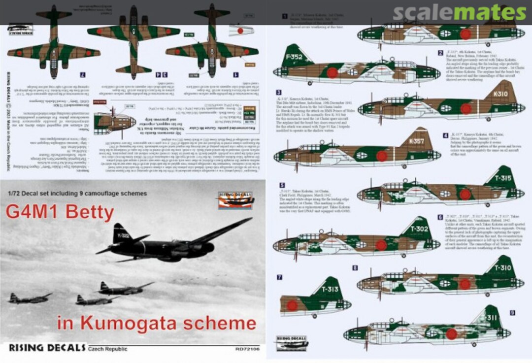 Boxart Betty in Kamogata Scheme (9 Camo S.) 72-106 Rising Decals