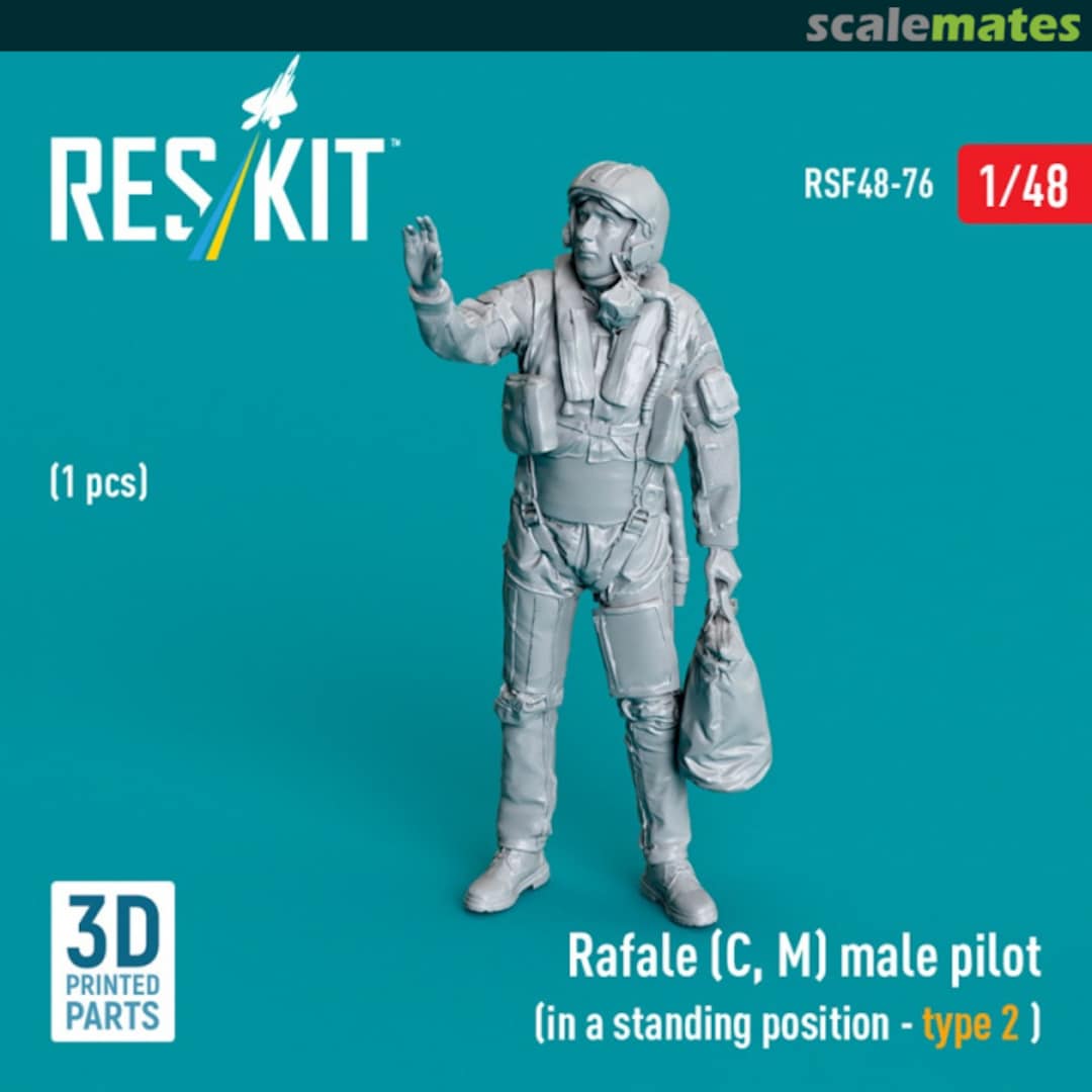 Boxart Rafale (C, M) male pilot (in a standing position - type 2) (1 pcs) (3D Printed) RSF48-0076 ResKit