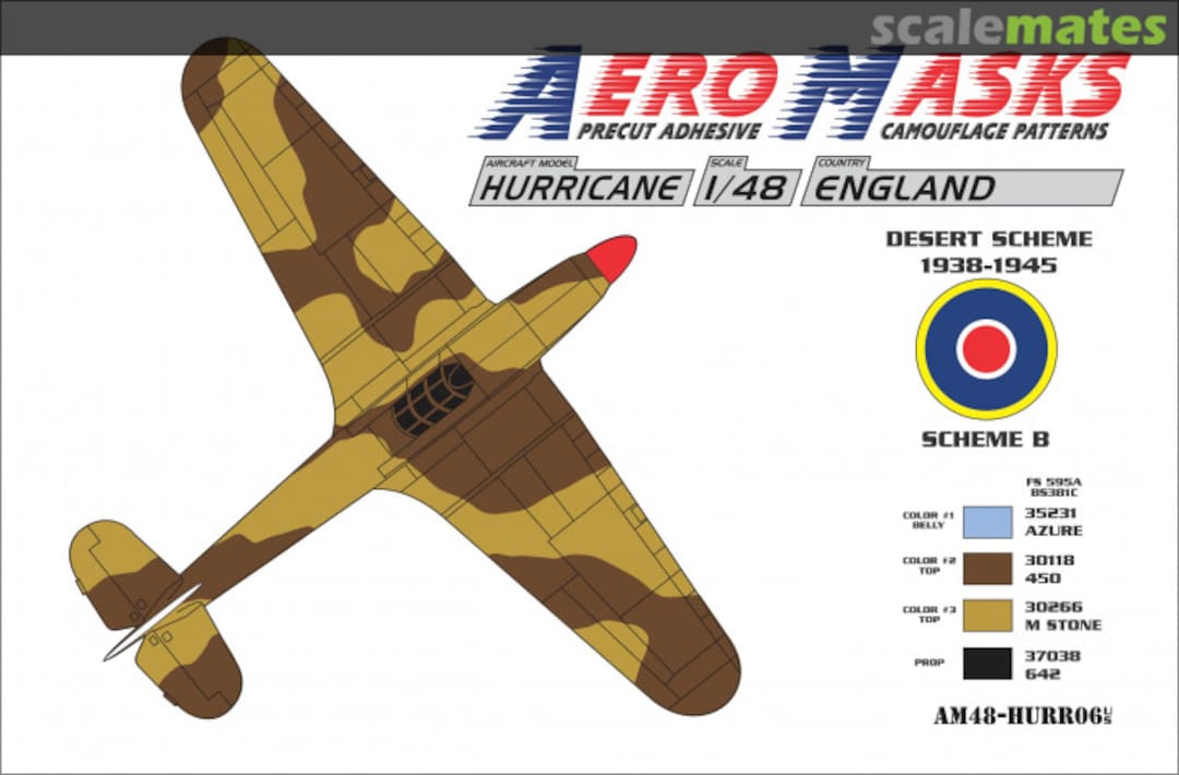 Boxart Hurricane England desert scheme 1938-1945 AM48-HURR06 AeroMasks