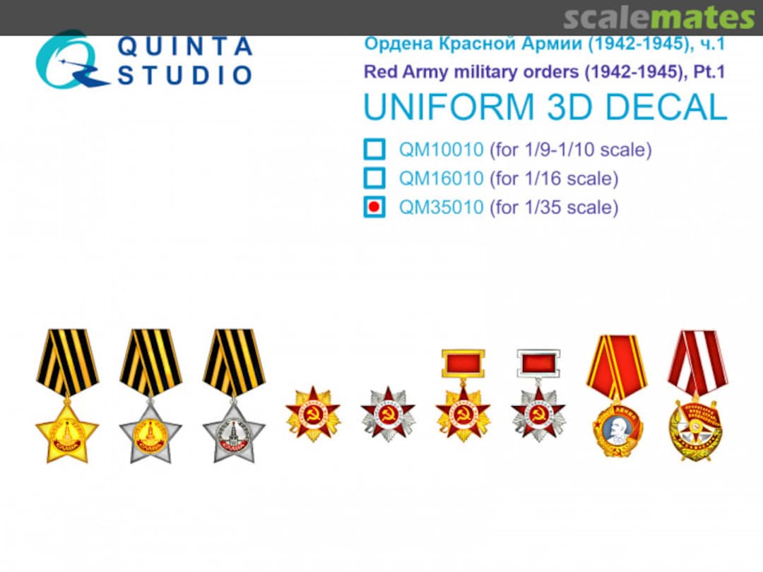 Boxart Red Army military orders (1942-1945) pt.1 uniform 3D decals QM35010 Quinta Studio