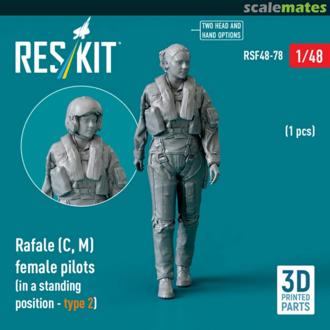 Boxart Rafale (C, M) female pilot (in a standing position - type 2) (1 pcs) (3D Printed) RSF48-0078 ResKit