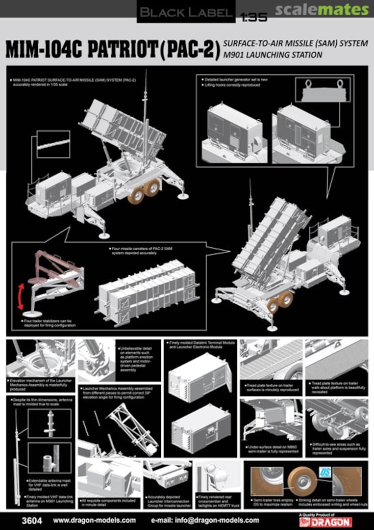 Boxart MIM-104C Patriot Surface-to-Air Missile (SAM) System (PAC-2) 3604 Dragon