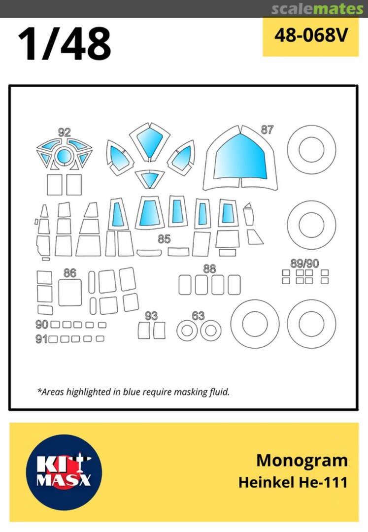 Boxart Heinkel He-111 Canopy & Wheel Masks 48-068T Kit Masx