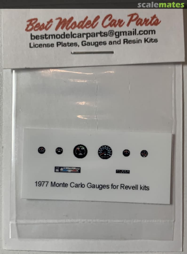 Boxart 1977 Monte Carlo Gauges for Revell Kits 77Monte Best Model Car Parts