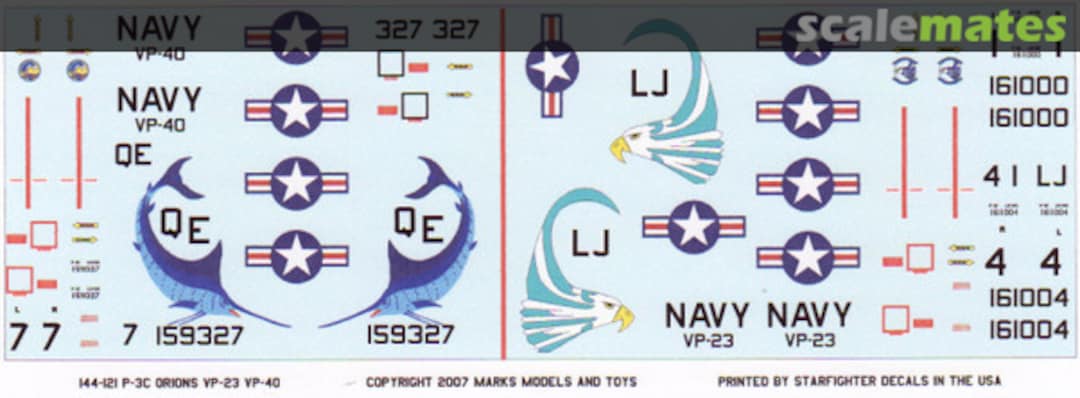 Boxart Lockheed P-3C Orion: US Navy VP-23 & VP-40 144-121 Starfighter Decals