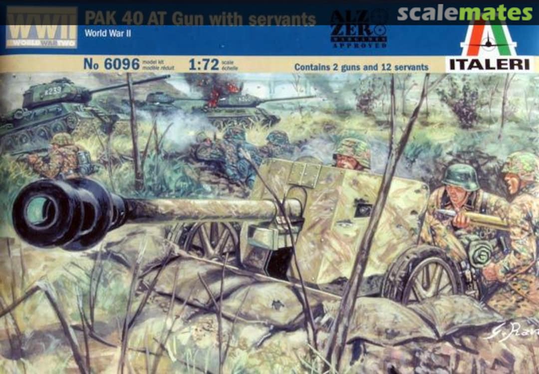 Boxart Pak 40 AT Gun with servants 6096 Italeri