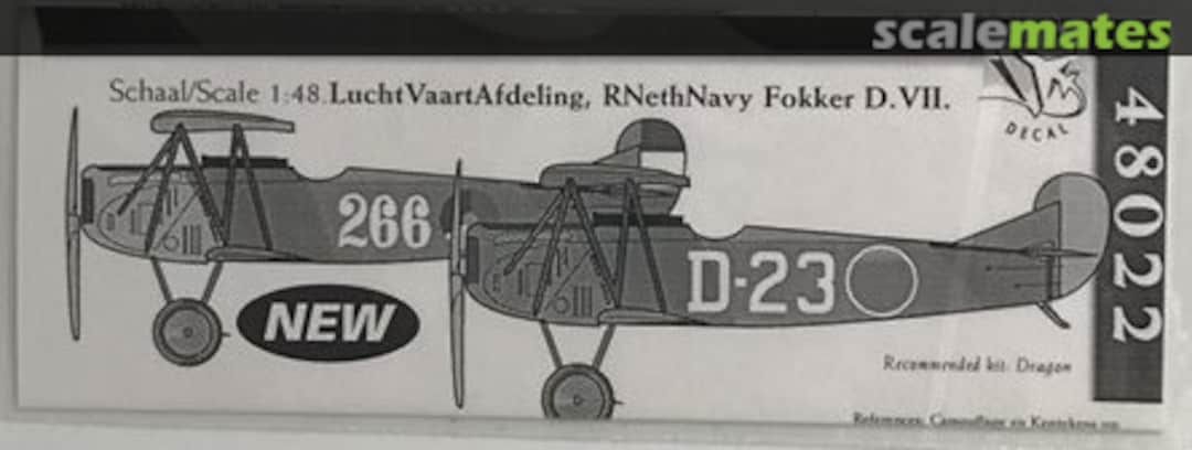 Boxart LuchtVaartAfdeling, RNethNavy Fokker D.VII 48022 Dutch Decal