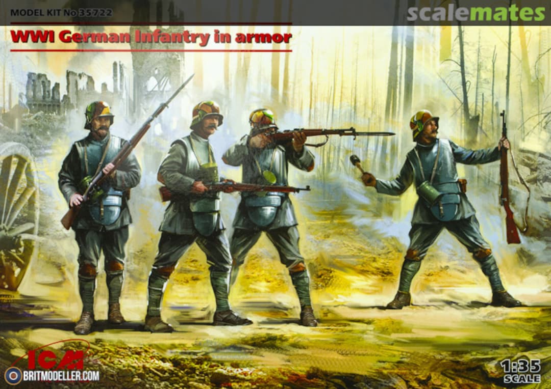 Boxart WWI German Infantry in аrmor 35722 ICM