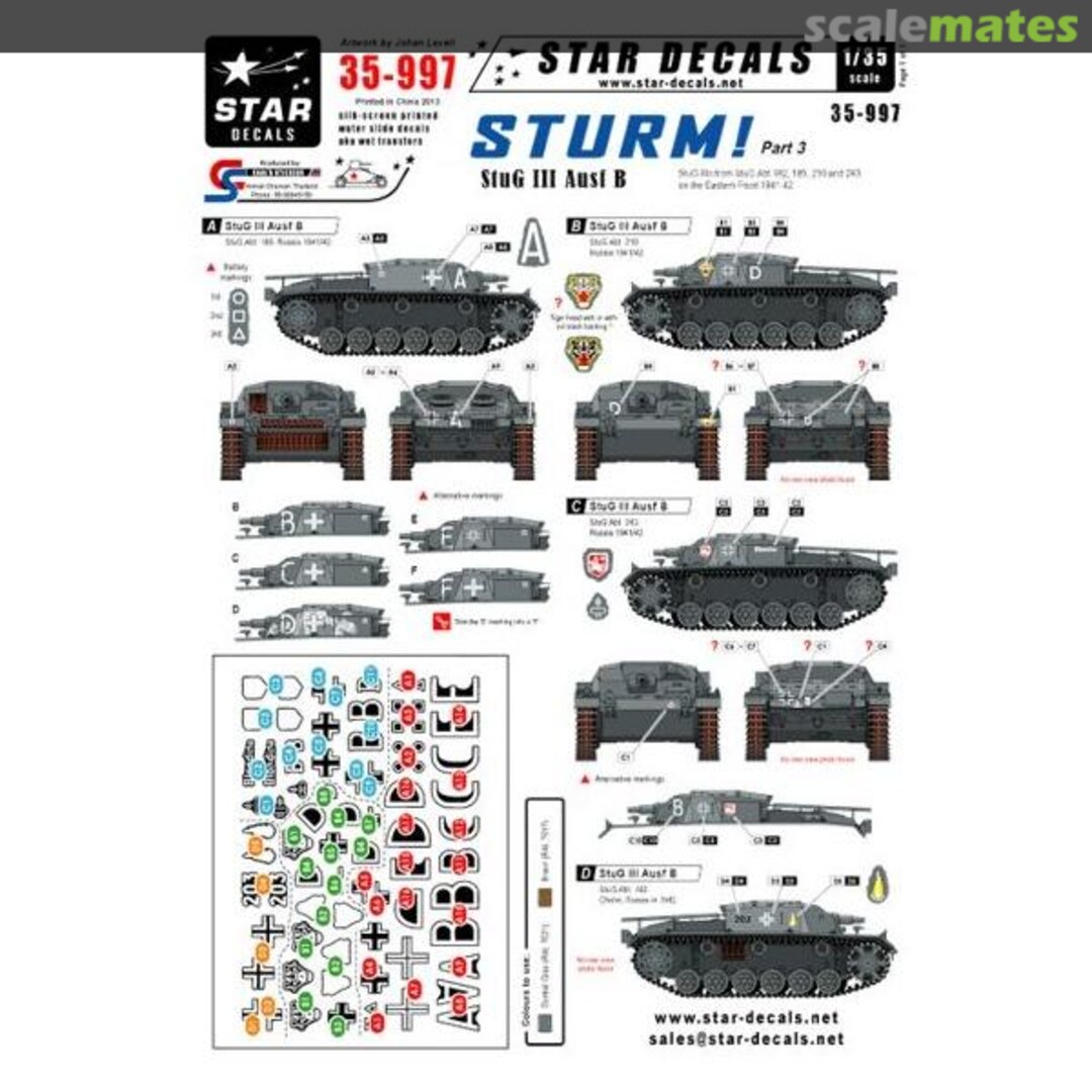 Boxart Sturm #3. StuG III Ausf B. Eastern Front 1941-42 35-997 Star Decals